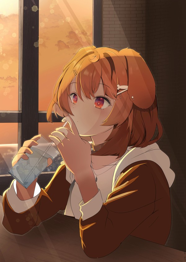 夕陽と犬