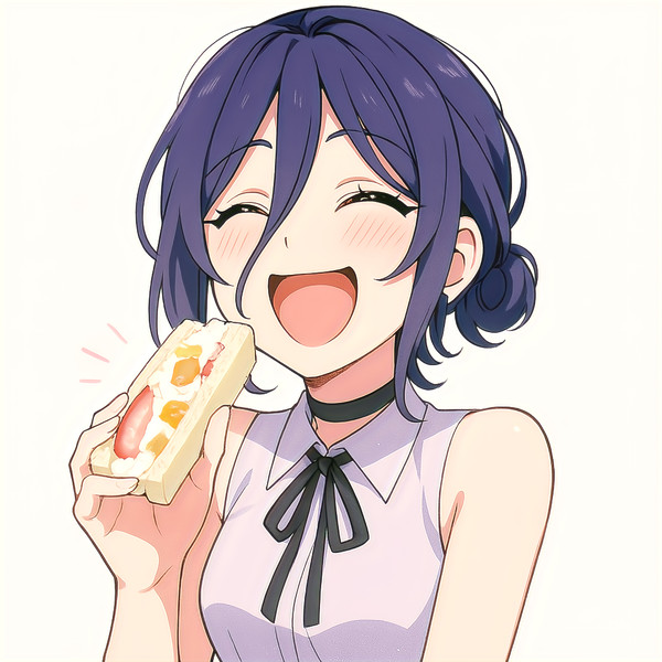 フルーツサンドを食べているレゼ