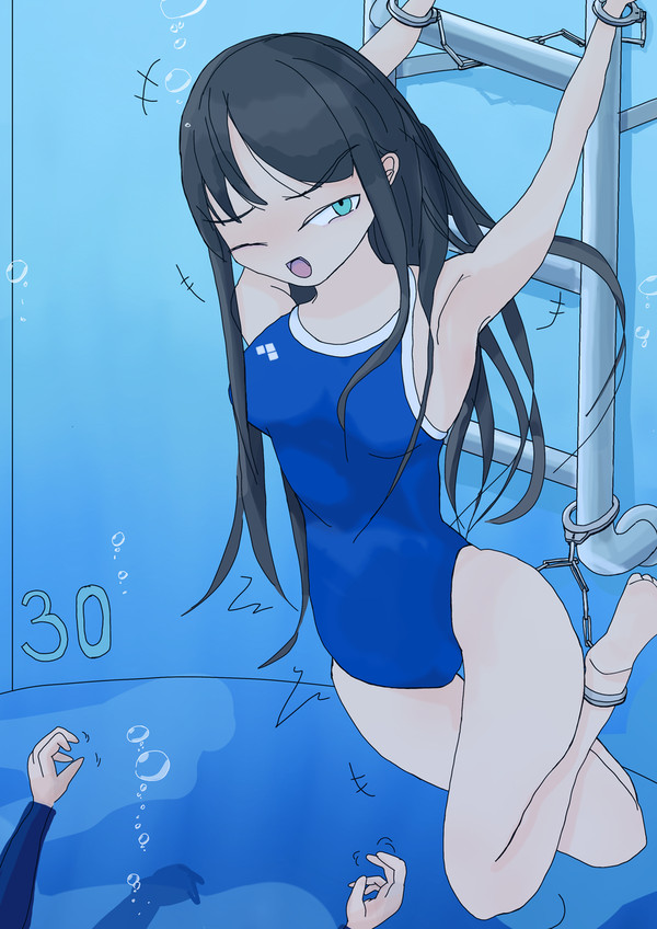 水深30mまで、泳いで来た子をハシゴにつないでみた。