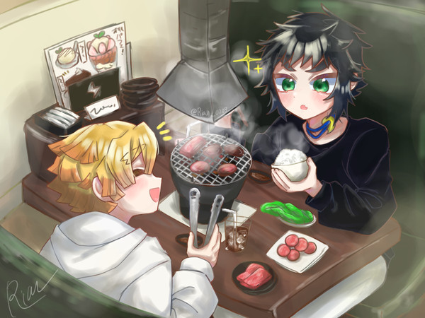 焼肉食べに来た雷兄弟