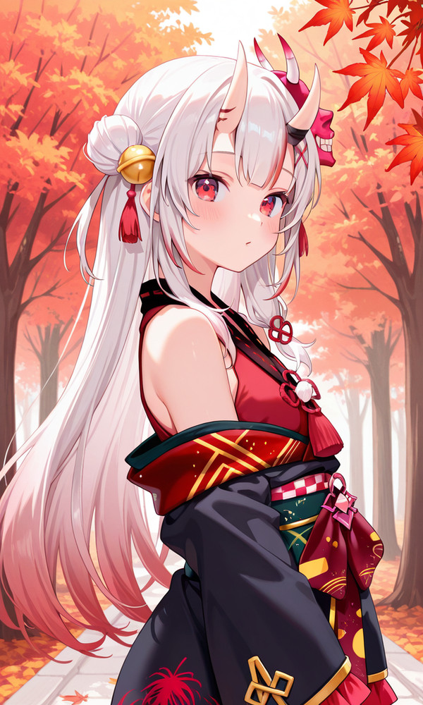 紅葉を見に行くお嬢