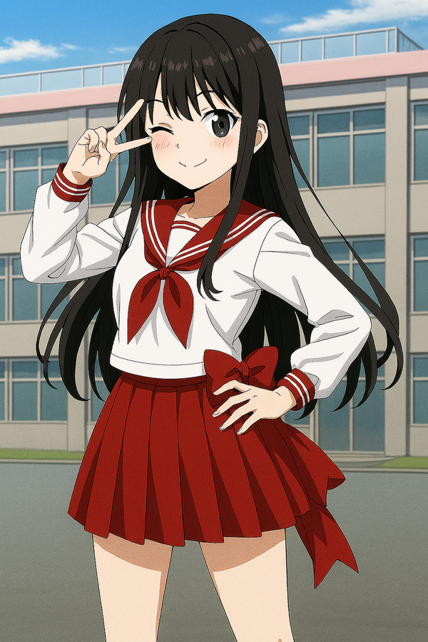 copilotで描いたセーラー服の少女