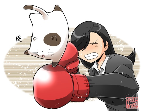 左フックを避ける猫