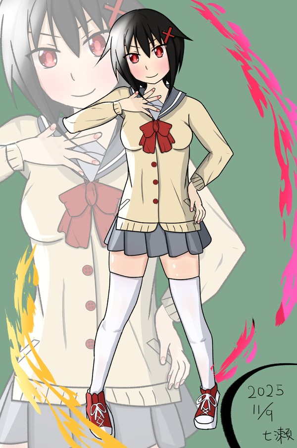 うちの子変身ヒロインの制服姿（七瀬　朱音）