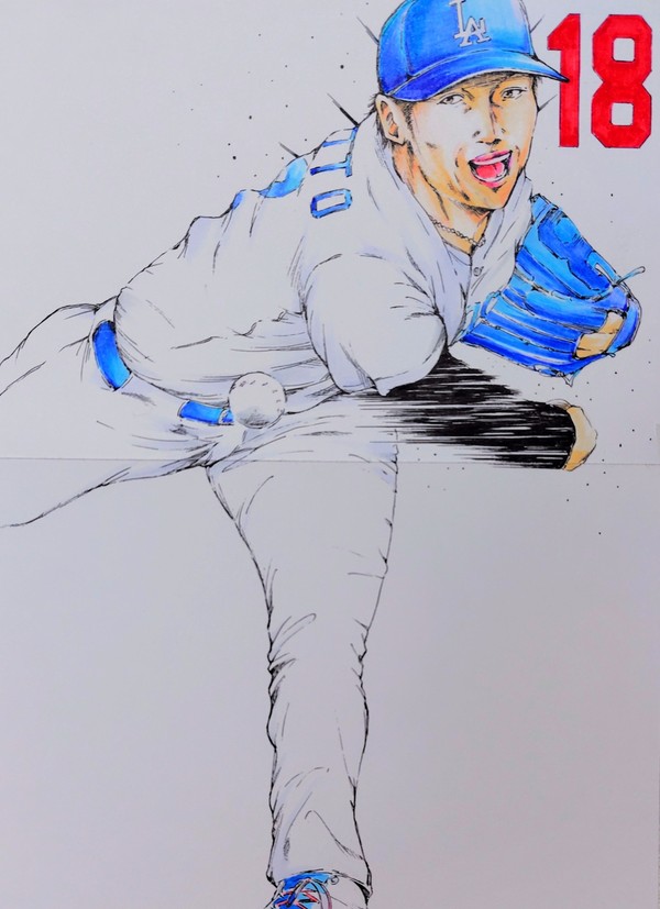 山本由伸投手　着色