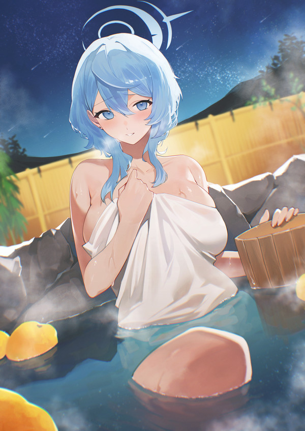 温泉で…