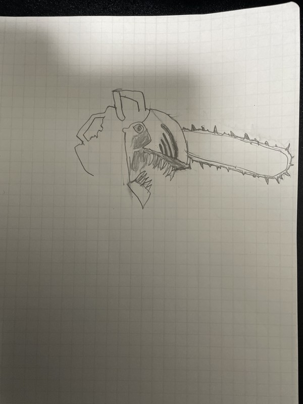 チェンソーマン描こう…描き込み量多いよ！