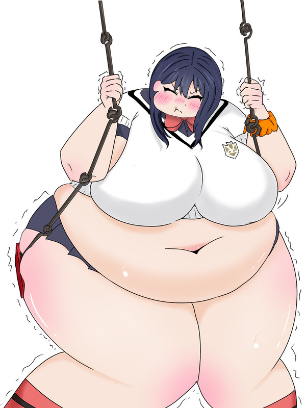 ブランコから降りようと奮起するでっぷり六花さん