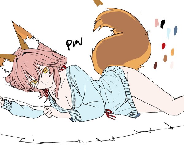 Tamamo in bed