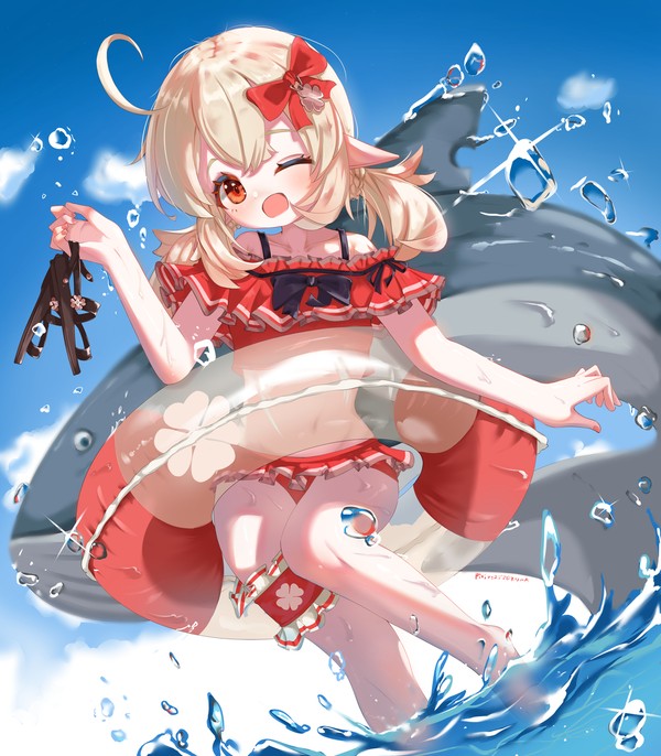 夏の浜辺のクレーちゃん🍀