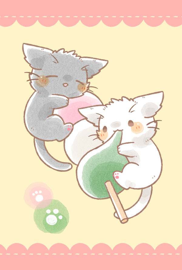 猫さんと三色団子。