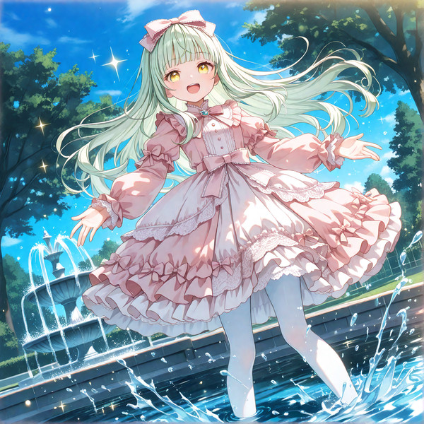 噴水広場で水遊び