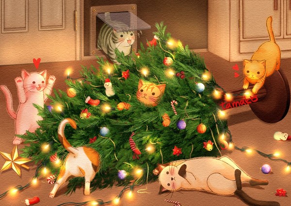 クリスマスツリーｖｓ猫軍団