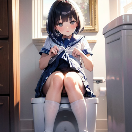 AI生成トイレシーン(失敗)パンチラ多め