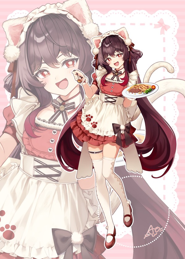 ねこみみメイド胡桃ちゃん🐈⬛👻(全身) - 1/1
