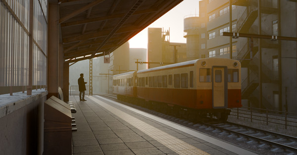 早朝の駅