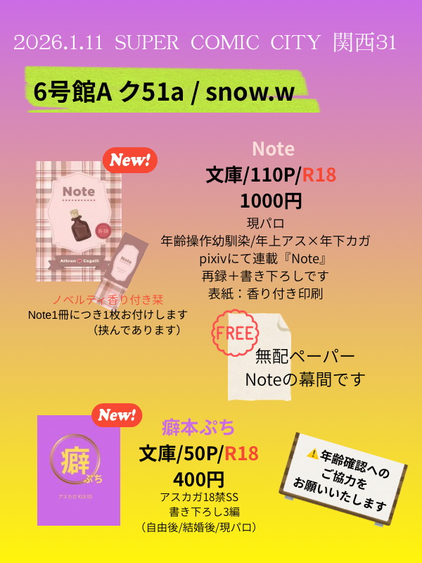 2026.1.11 スパコミ関西31 お品書き
