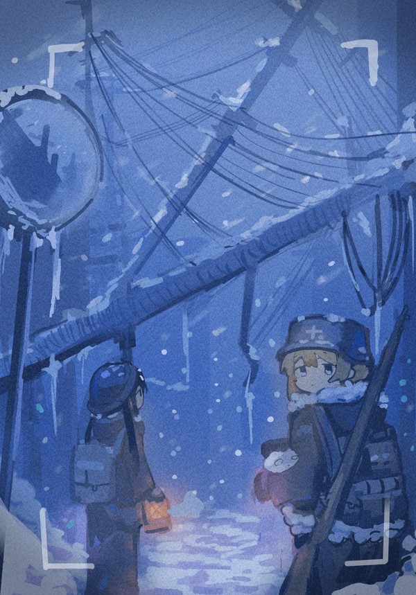 暴雪，电线杆，我和你