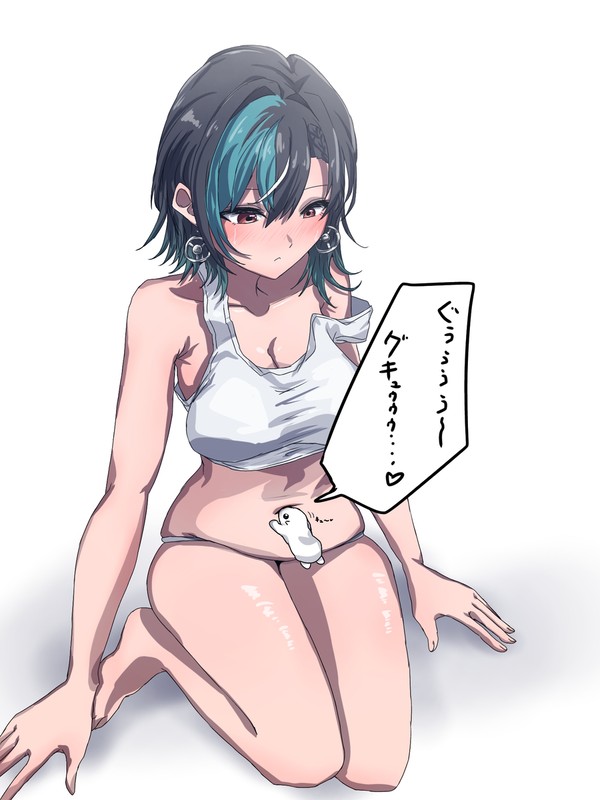 ごまちゃんにおへそ突っ込まれるちはや🔧