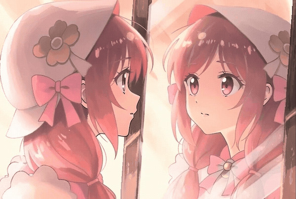 鏡に映る