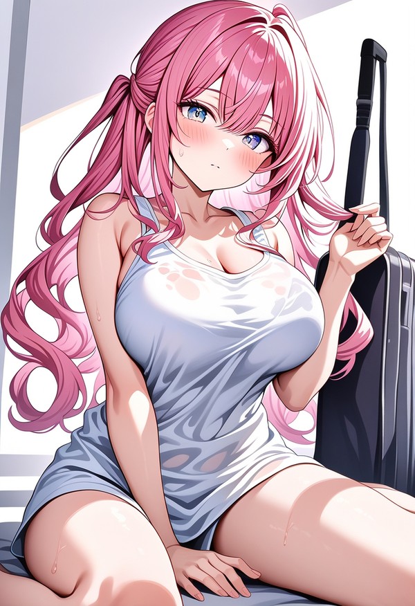 AIが描いた2次元美女(濡れ下着のピンク髪巨乳美女編)
