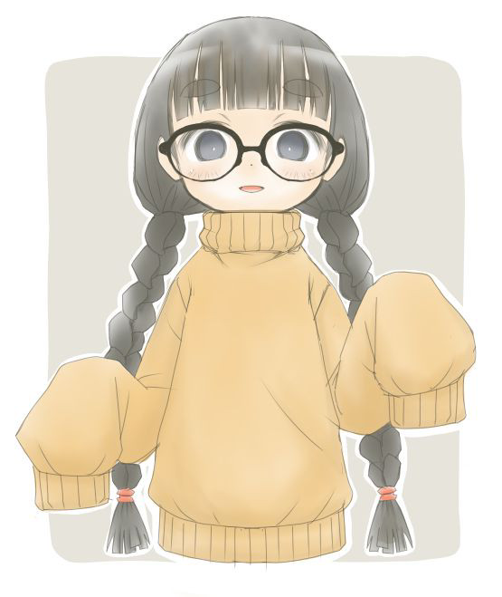 ミツアミメガネダボダボセーターガール