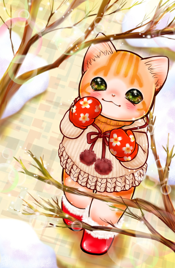 雪どけにゃんこ♪