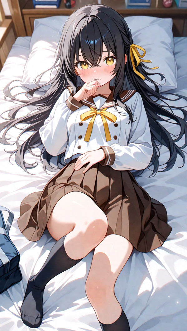 赤面したセーラー服の少女