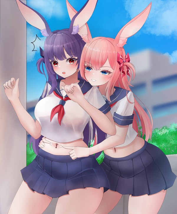 合体魔法少女姉妹へそ舐め