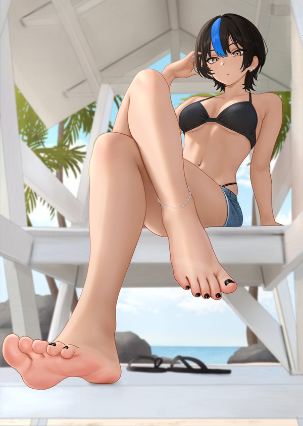 夏の日差しの下で