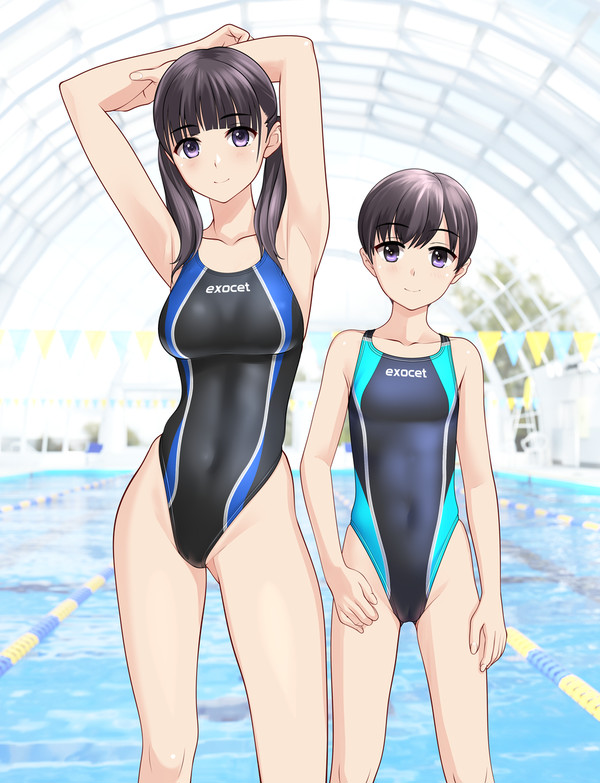 競泳水着姉妹!