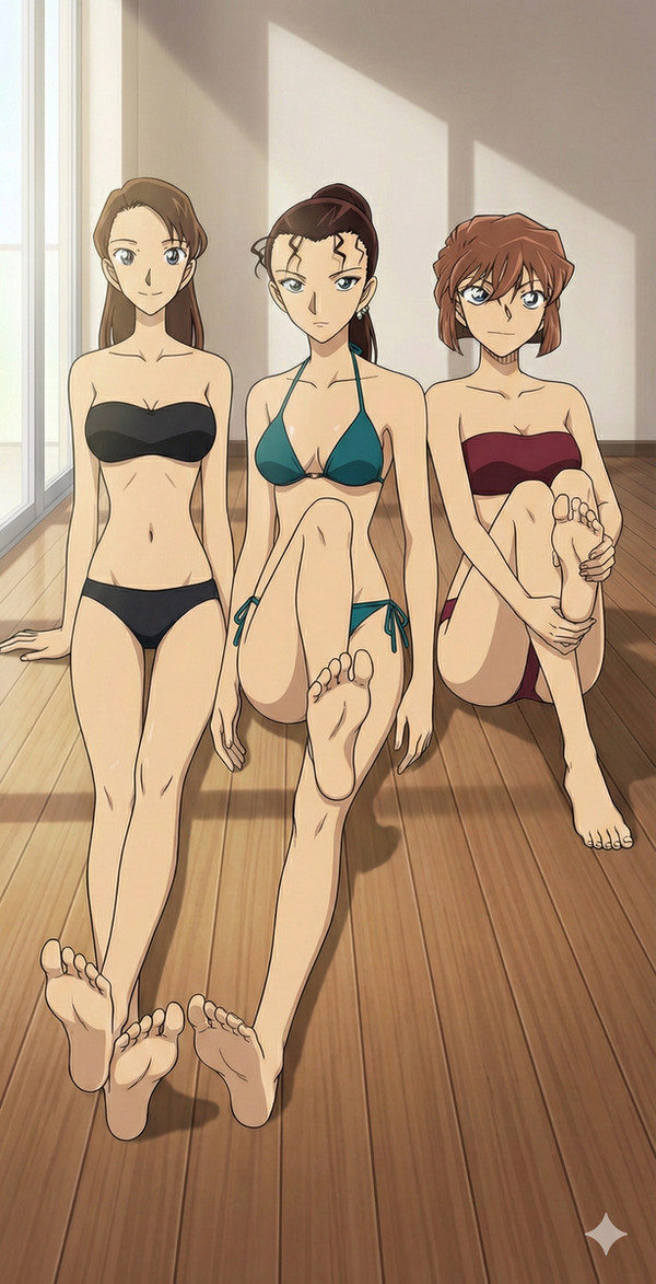 宮野志保と宮野明美と水無玲奈の水着イラスト