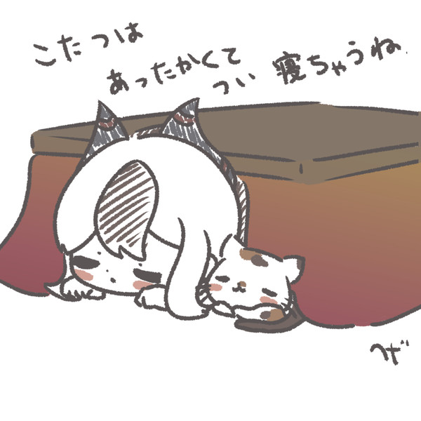 炬燵でﾈｺﾁｬﾝとすやすやカヨコ