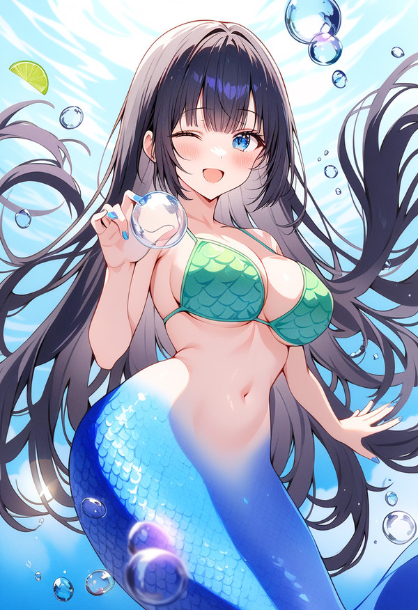 黒髪ロングの人魚ちゃん110