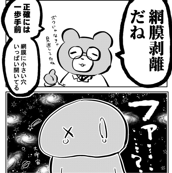 網膜剝離寸前手術うけた話