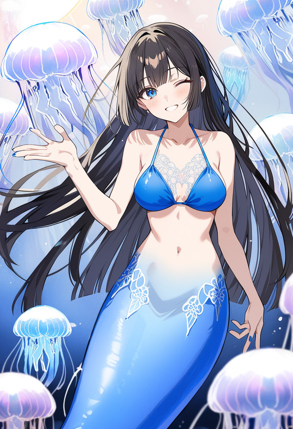 黒髪ロングの人魚ちゃん112