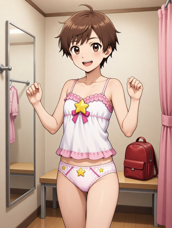 女児パンツを着てみる男の娘