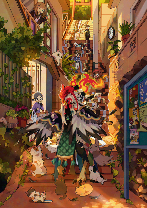 小さな宿敵たち🌆🐓🐈💨 - 1/1