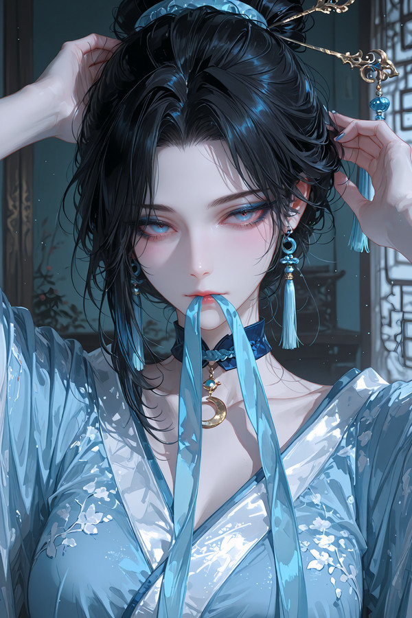 在整理头发的师尊