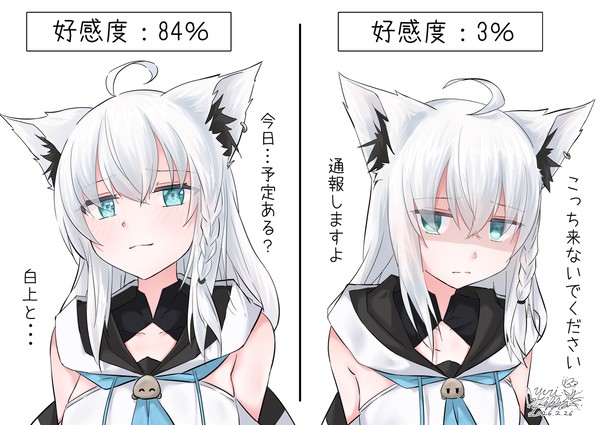 白上フブキ好感度84%or3%