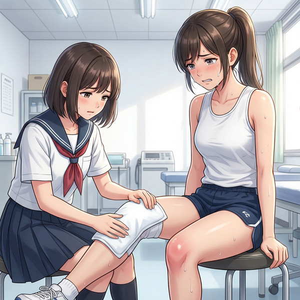 捻挫が治っていないのに無理してしまった女の子