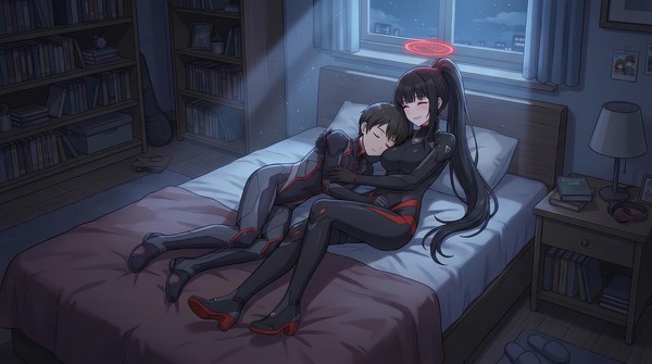 ジュン・セクウェンツィアと調月リオ(臨戦)の添い寝