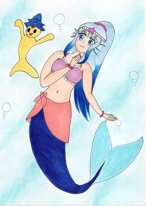 早春の海の人魚と不思議な生き物と