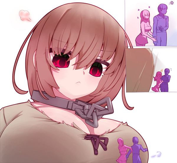 ご主人を誑かす女性を息で吹き飛ばしちゃう巨大奴隷ちゃん