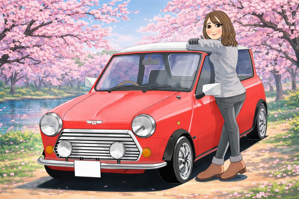 ミニクーパー+桜ガール🌸