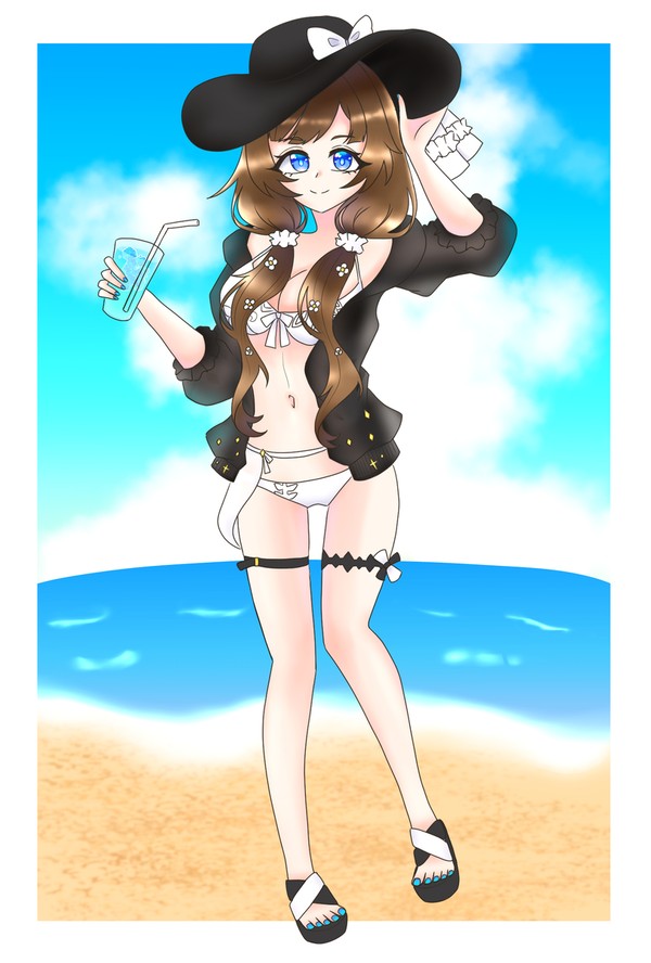 水着ラジエルの立ち絵風イラスト