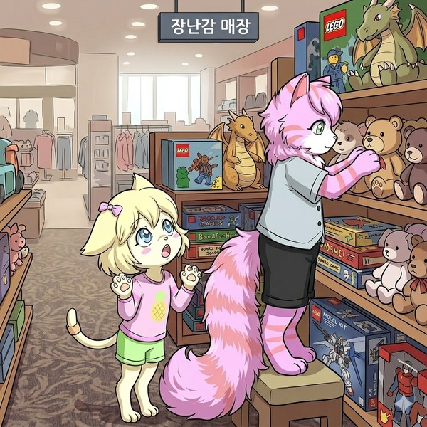 코키를 보고 신기해 하는 솜이