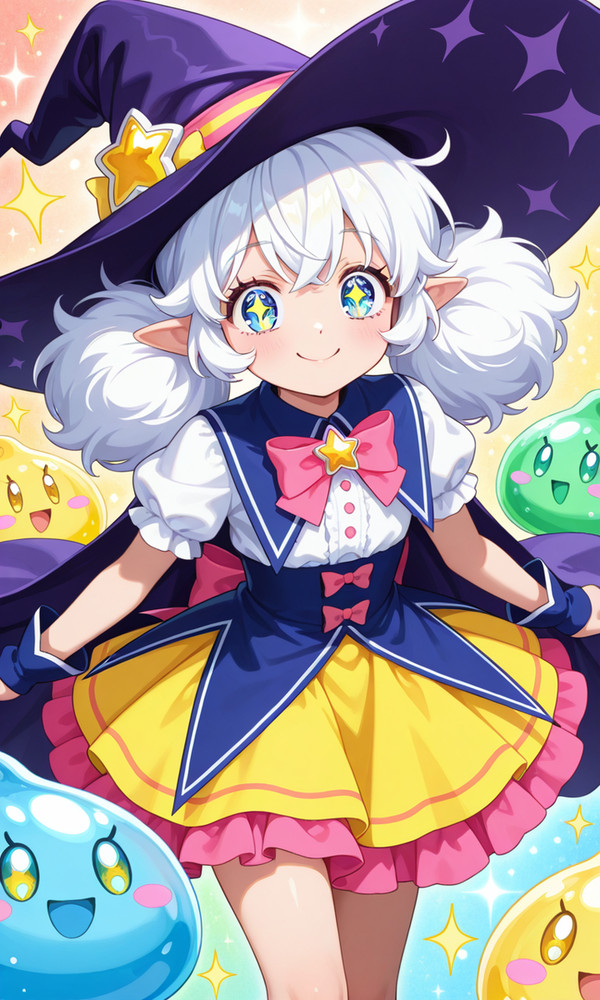 エルフの魔法少女と召喚魔法生物のスライム達