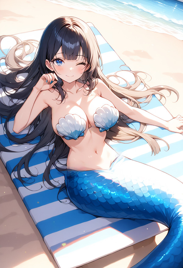 黒髪ロングの人魚ちゃん120