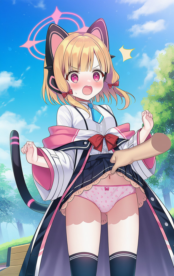 スカートめくられモモイ